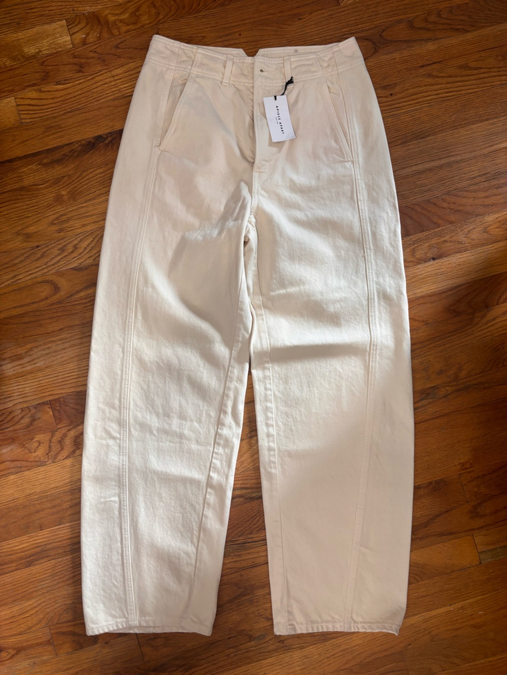 Apiece Apart Meridian Barrel Leg Jeans NWT Size 30 Ecru Organic Cotton